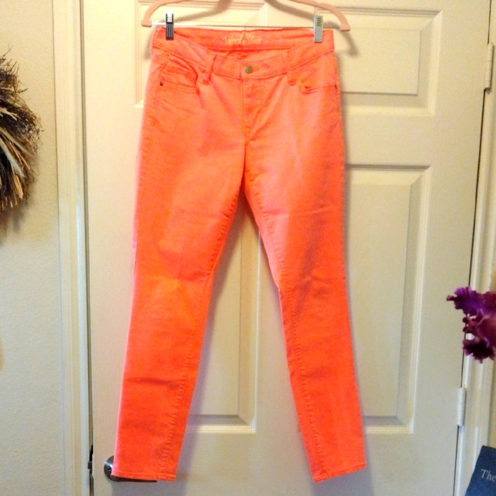 Bright Neon Orange Jeans EUC